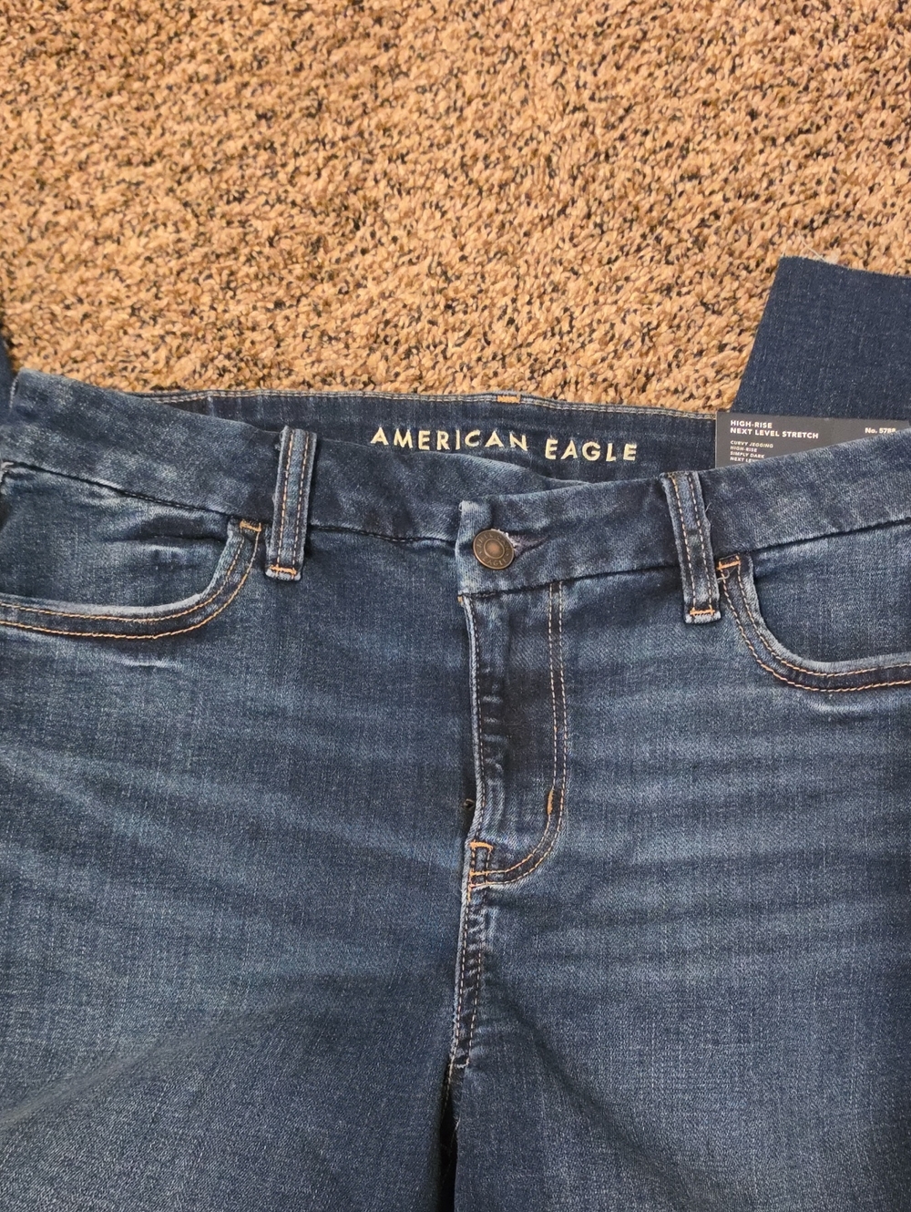 American Eagle High Rise Next Level Stretch Curvy Jegging Dark Size 10S NWT - Picture 10 of 12